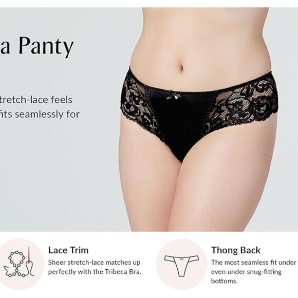 Set of 3! Thongs 2XL Panties Bramour Tribeca 2XL FITS 33-34" Lacy Briefs Black - Picture 10 of 16